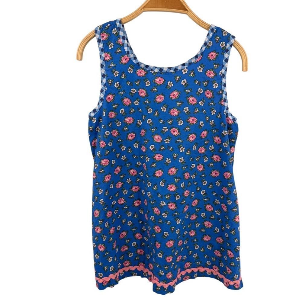 Matilda Jane Girls Floral Open Back Top Size 12 Blue Bow Back Snap